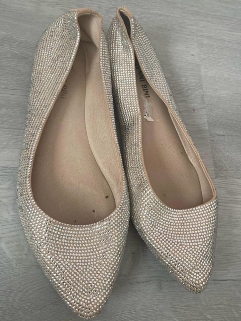 Gianni Bini Nude Rhinestone Pointed-Toe Flats